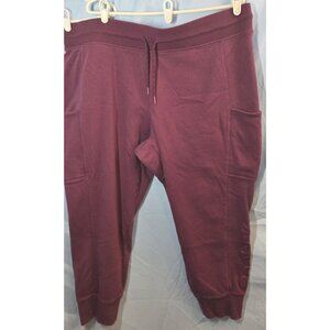 Reebok‎ Burgundy Jogger Sweatpants Womens Plus Size XXXL 3X Pockets Cotton Blend